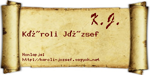 Károli József névjegykártya